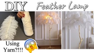 HOW TO USE YARN TO DIY A FEATHER LAMP DIY FLOOR LAMP [upl. by Berlin]