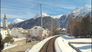 ★ 4K 🇨🇭Chur  Albulabahn  St Moritz cab ride Switzerland 022020 [upl. by Diarmid693]