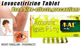 Levocetirizine dihydrochloride tablets ip 5mg  UsesSide effectsDose and precautions  In Hindi [upl. by Hctim]