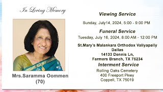 Saramma Oommen Funeral Service [upl. by Drusus]