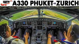 Piloting Edelweiss Airbus A330 Phuket to Zurich  Cockpit Views [upl. by Hatfield675]