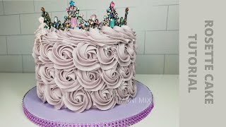 How to pipe rose swirls  Rosette Buttercream Cake tutorial  Princess Cake [upl. by Ahtnamas]