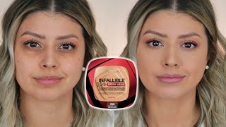 NEW LOREAL INFALLIBLE FOUNDATION IN A POWDER  REVIEW  FULL DAY WEAR TEST [upl. by Eniamat]