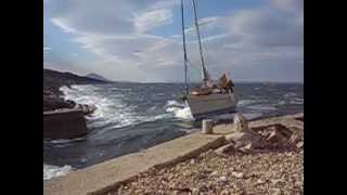 Narrow passage and strong winds in Privlaka Mali Lošinj Croatia [upl. by Leif]