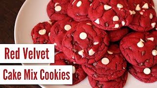 Red Velvet Cake Mix Cookies Easy 5 Ingredients [upl. by Adorne]