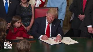 Trump signs first official documents as US president [upl. by Esoj]