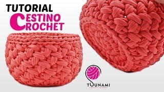 TUTORIAL CESTINO UNCINETTO  EASY CROCHET BASKET [upl. by Notsua791]