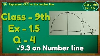 Class  9th Ex  15 Q 4  NUMBER SYSTEM  CBSE NCERT show Root 93 on number line [upl. by Razatlab]