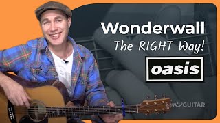 Oasis Wonderwall Guitar Lesson  Correct Strumming [upl. by Lladnew]