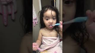 Brushing teeth with a 26 months old pretty girl [upl. by Beulah2]