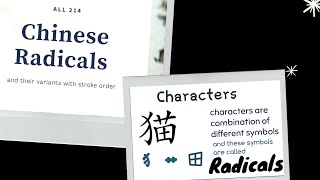 214 Chinese Radicals and their variants with stroke order ChineseRadicals [upl. by Eivlys625]