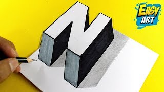 🔴 COMO Dibujar LETRAS en 3D LETRA N ⭐ how to draw the letter N 3D ► Dibujar letras BONITAS en 3D [upl. by Esinal]