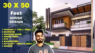 3050 house plan 165 Gaj  4BHK  CENTRAL COURTYARDOTS 30 50 house design duplex DV Studio [upl. by Oer]