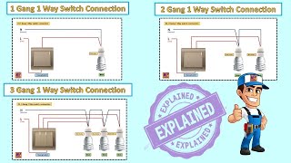 1 Gang 2 Gang amp 3 Gang 1 Way Switch Connection  How to Wire Light Switch [upl. by Nosduh]