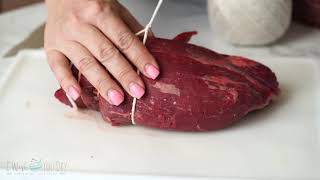 How To Tie Beef Tenderloin with Butchers Twine [upl. by Ynogoham]