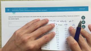 ALEKS  Estimating a Phase Transition Temperature from Standard Thermodynamic Data [upl. by Ayoj]